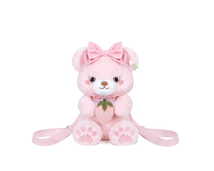 ストロベリーバッグベア ホワイト/ブラック/コーヒー/ピンクのぬいぐるみ