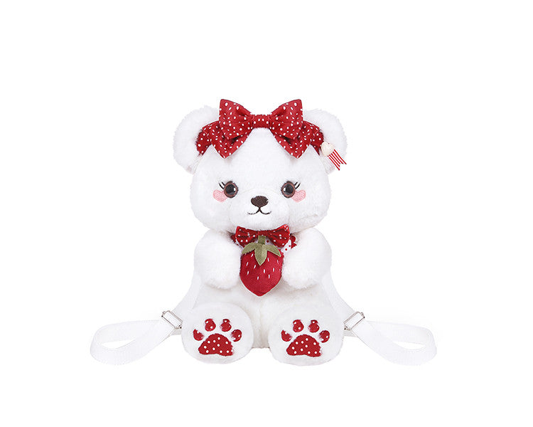 ストロベリーバッグベア ホワイト/ブラック/コーヒー/ピンクのぬいぐるみ