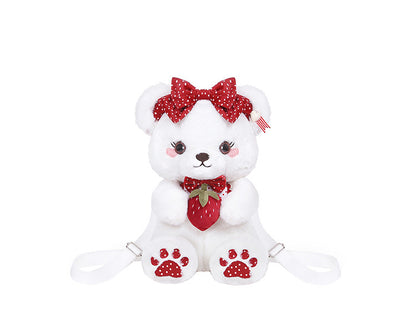 ストロベリーバッグベア ホワイト/ブラック/コーヒー/ピンクのぬいぐるみ