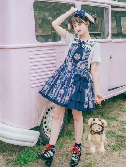 Dog's Detail Bowknot Pattern Dress Overall Badge Glory Dog