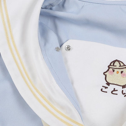 Blue Little Chicken Sailor Collar Top