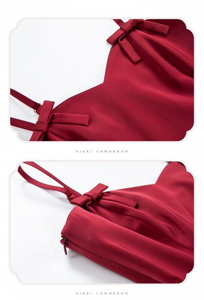 Spaghettiträger Elegantes Kleid Fit Rot Slim