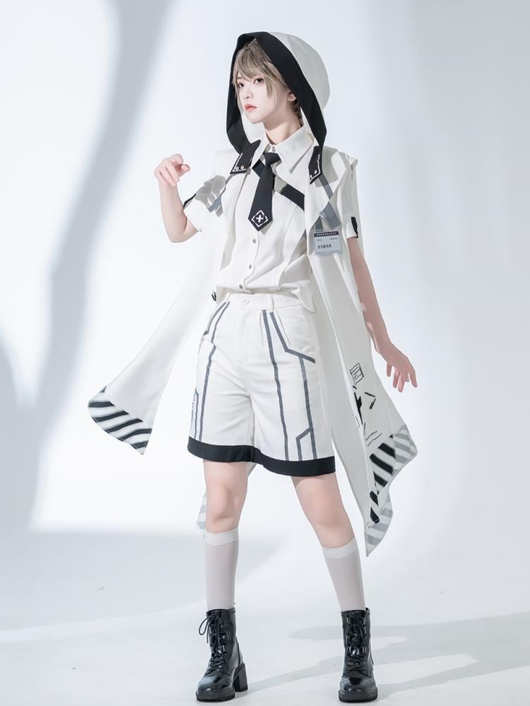 サイバーパンク王子ファッションノースリーブローブバックルストラップ留め