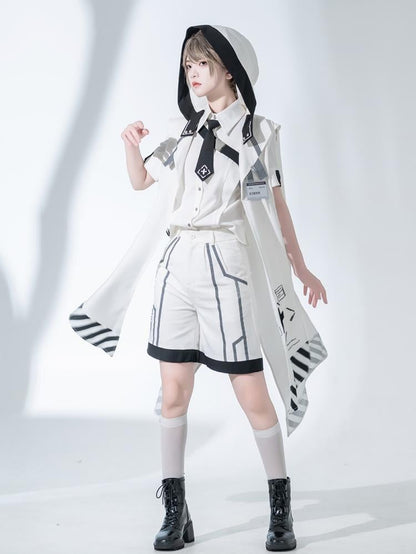 サイバーパンク王子ファッションノースリーブローブバックルストラップ留め