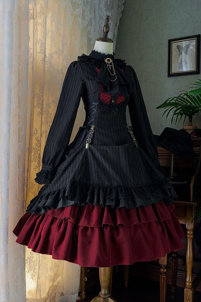 Lolita-Kragen Gothic mit zierlicher Kleidrüsche