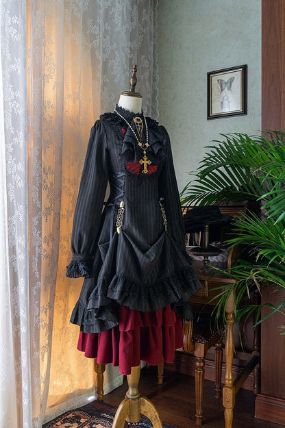 Lolita-Kragen Gothic mit zierlicher Kleidrüsche