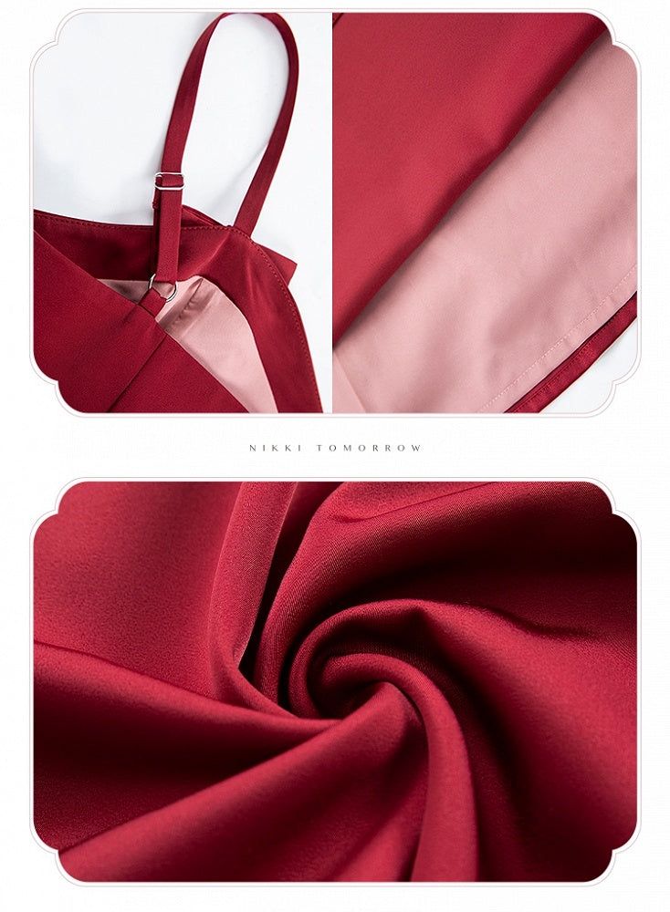 Spaghettiträger Elegantes Kleid Fit Rot Slim