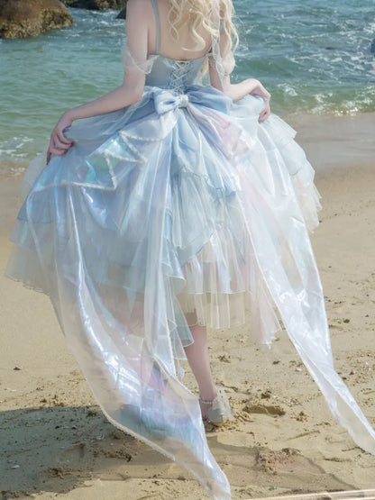 White Bow Train Green Blue Big /