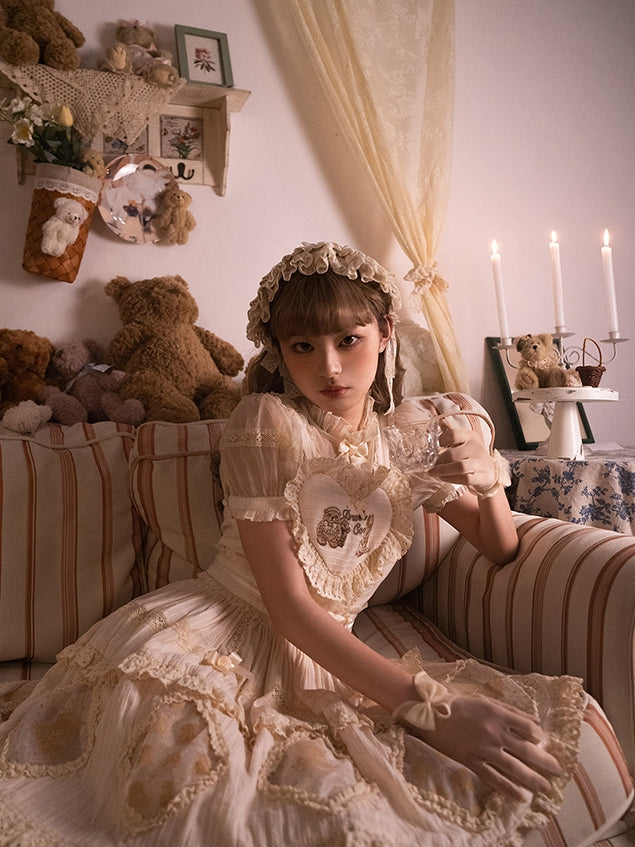 Lace Cotton Lolita Ruffle Bonnet