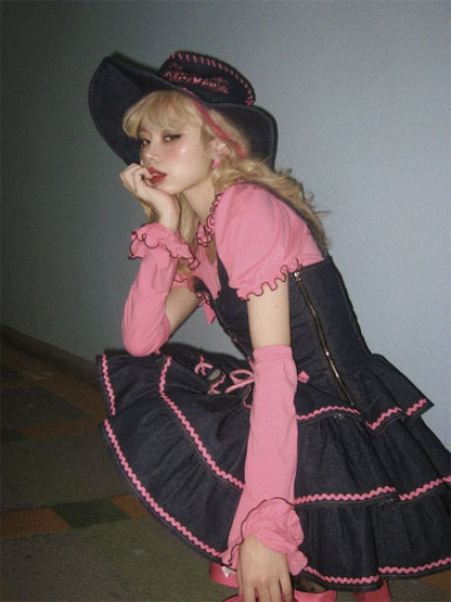 Rosafarbenes, herzförmiges Cutout-Top mit abnehmbaren Ärmeln