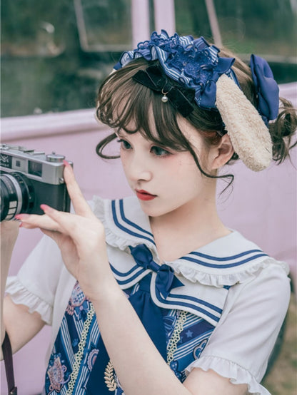 Dog's Detail Bowknot Pattern Dress Overall Badge Glory Dog