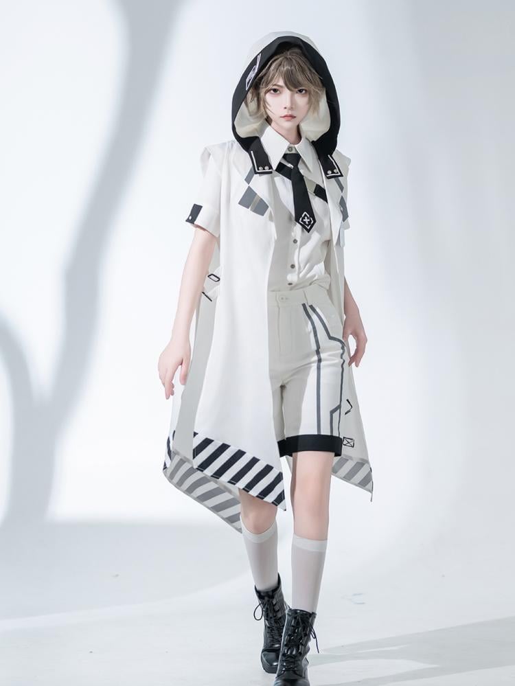 サイバーパンク王子ファッションノースリーブローブバックルストラップ留め