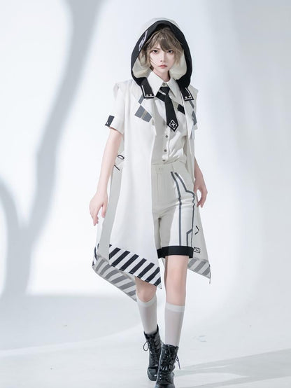 サイバーパンク王子ファッションノースリーブローブバックルストラップ留め