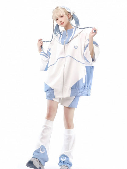 Hairband Tenshi and Light Embroidery Kaiwai White Blue Moon Star