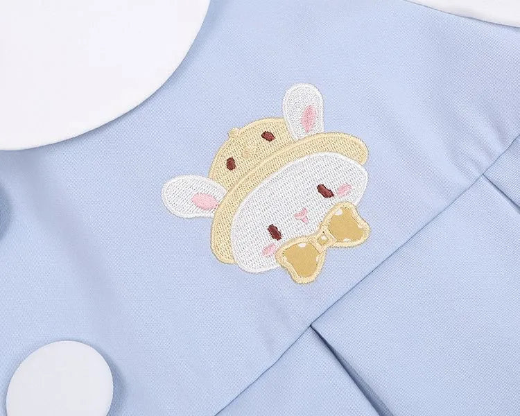 Pan Embroidery Collar Light Little Peter Tiger Dress Blue