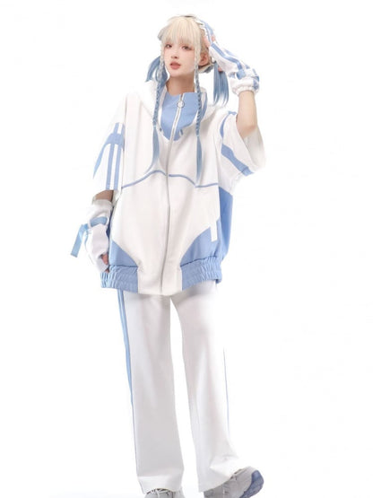 Hellblaue und weiße Tenshi Kaiwai-Pulloverhose