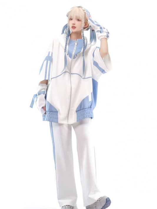 Hellblaue und weiße Tenshi Kaiwai-Pulloverhose