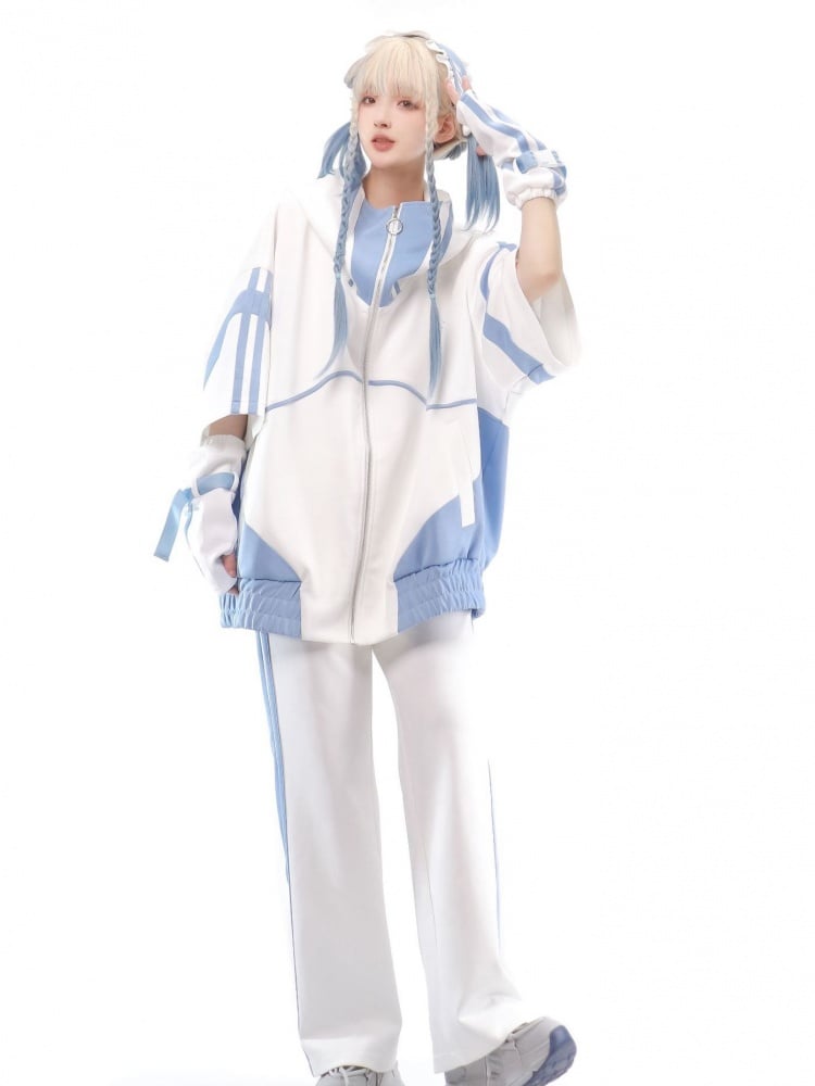 Hellblaue und weiße Tenshi Kaiwai-Pulloverhose