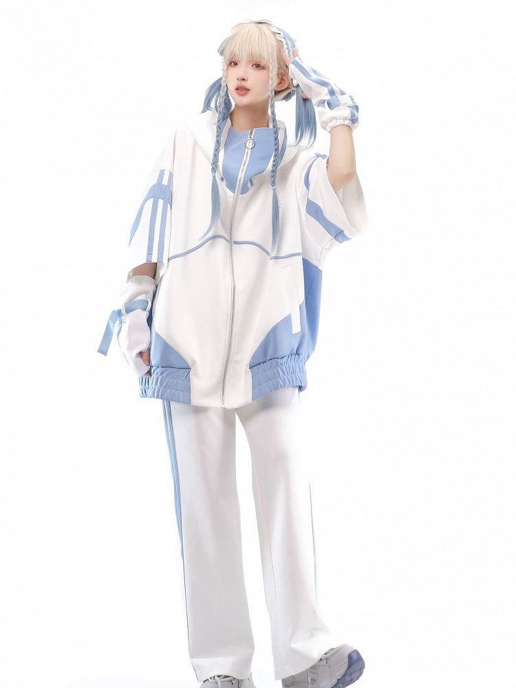Pants Sweater Blue White Light Kaiwai and Tenshi