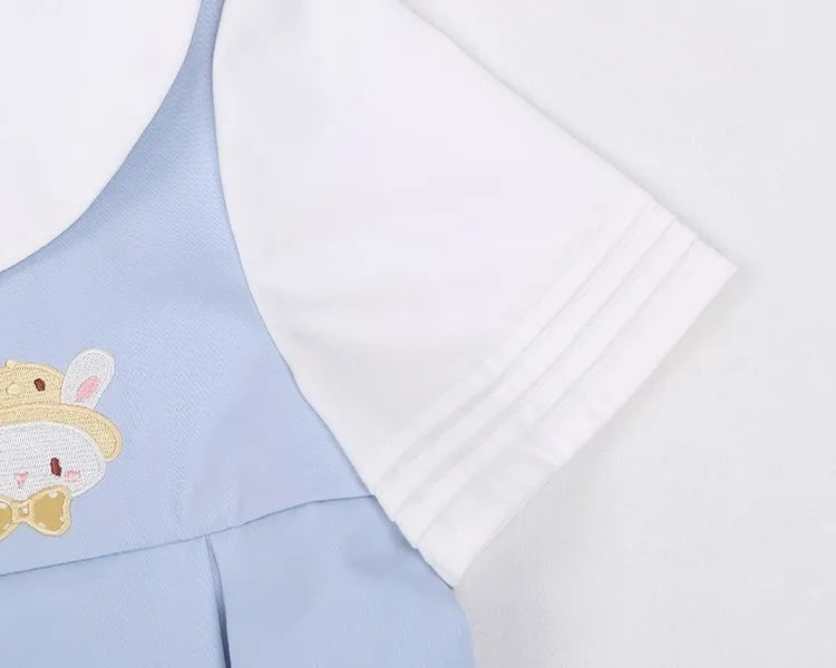 Pan Embroidery Collar Light Little Peter Tiger Dress Blue