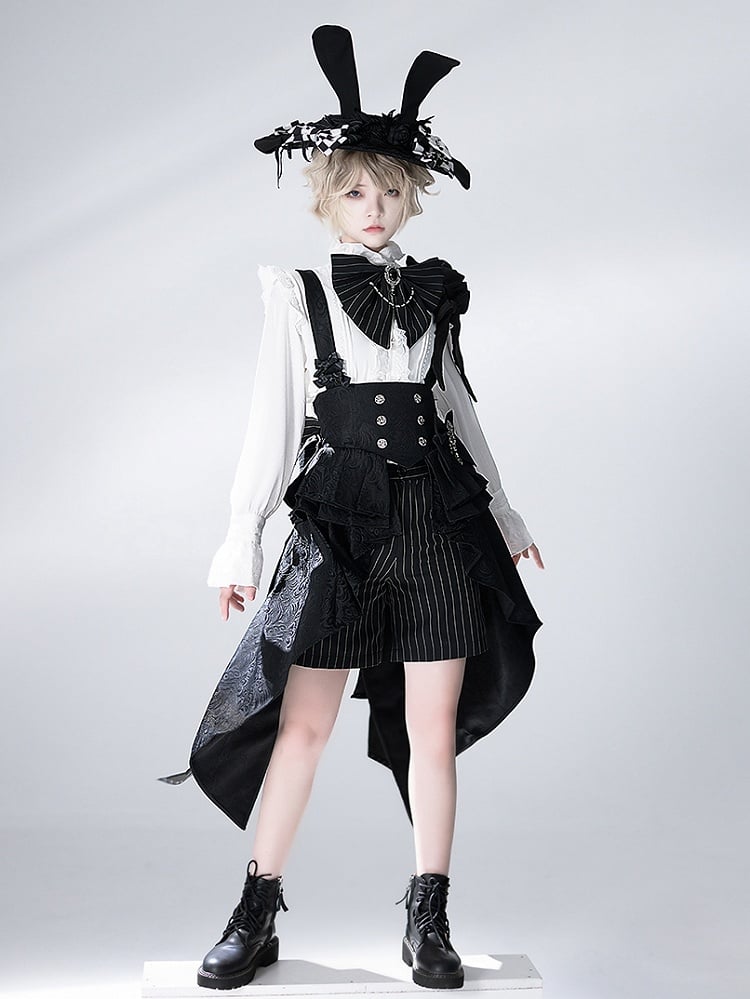 Striped Bunny Shorts Theater Ouji Pattern