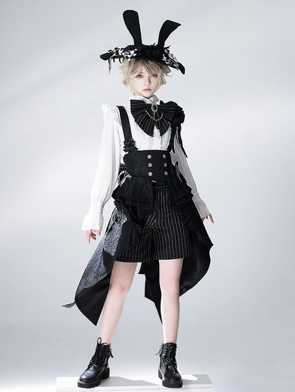 Striped Bunny Shorts Theater Ouji Pattern