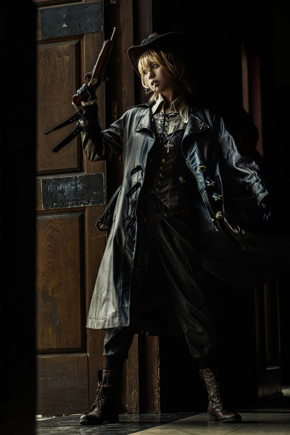 ミッドナイトハンターブラウン スチームパンク ロリータ PUレザー トレンチコート