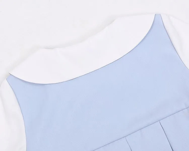 Pan Embroidery Collar Light Little Peter Tiger Dress Blue