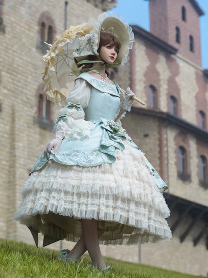 von Lily Slit the Ruffle Classic Stickerei Kleid Rock Cascading Valley Hellgrün Seite Lolita