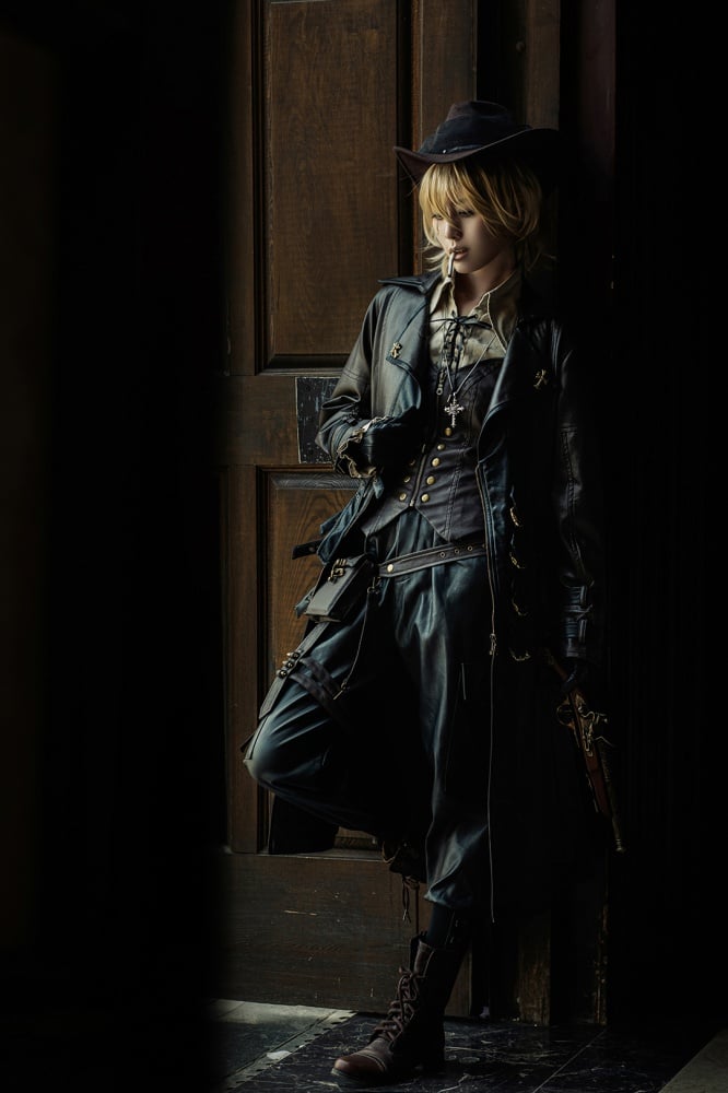 ミッドナイトハンターブラウン スチームパンク ロリータ PUレザー トレンチコート