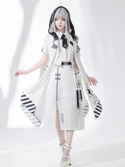 サイバーパンク王子ファッションノースリーブローブバックルストラップ留め