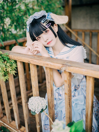 Dog's Detail Bowknot Pattern Dress Overall Badge Glory Dog