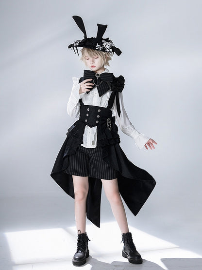 Striped Theater Bowknot Brooch Bunny