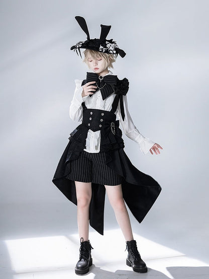 Striped Bunny Shorts Theater Ouji Pattern