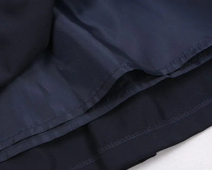 Dark Embroidery Blue Pan Collar Bowknot Peter Dress