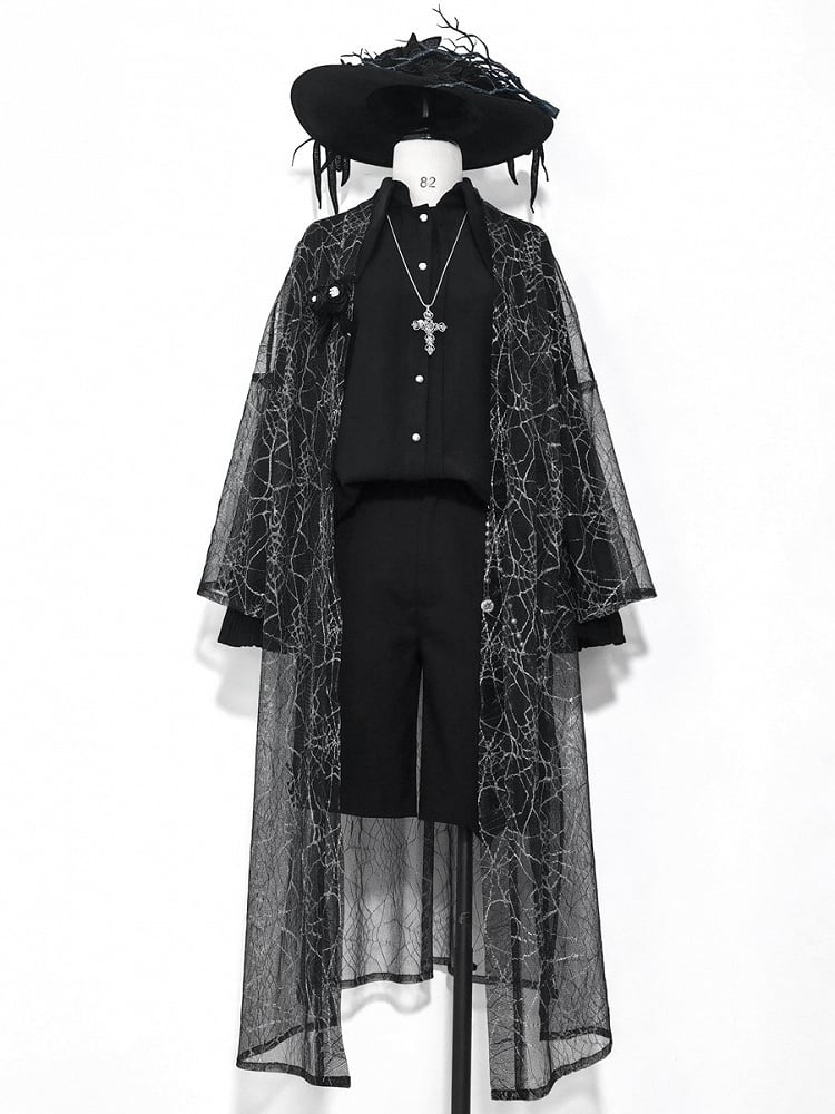 王子襟風の黒のポイントロリータ王子シャツ