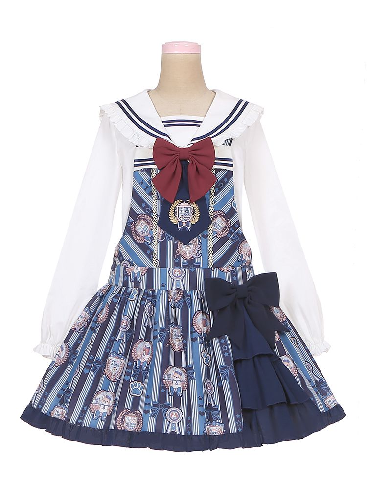 Dog's Detail Bowknot Pattern Dress Overall Badge Glory Dog