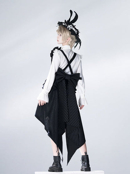 Träger Jacquard Bunny mit Korsett Schwarz Schleppe Bowknot Theater