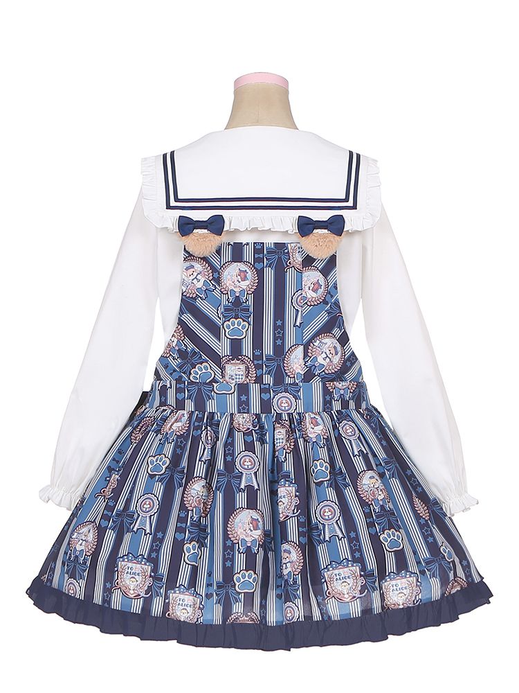 Dog's Detail Bowknot Pattern Dress Overall Badge Glory Dog