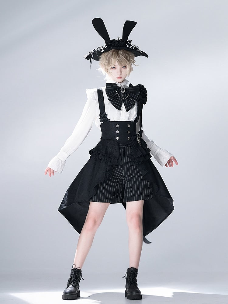 Striped Bunny Shorts Theater Ouji Pattern