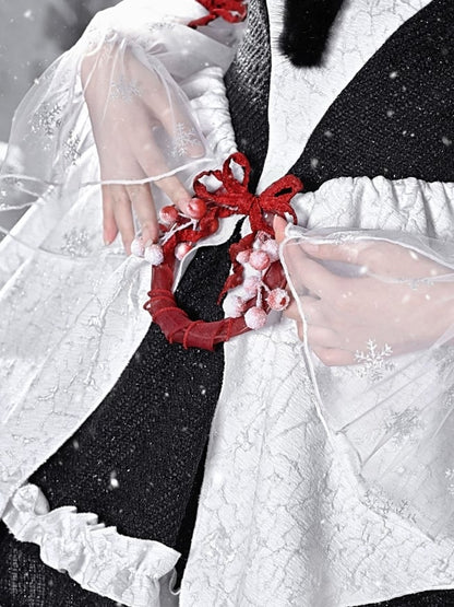 Gothic Christmas Plüsch Sweetheart Bouffant Kleid Set