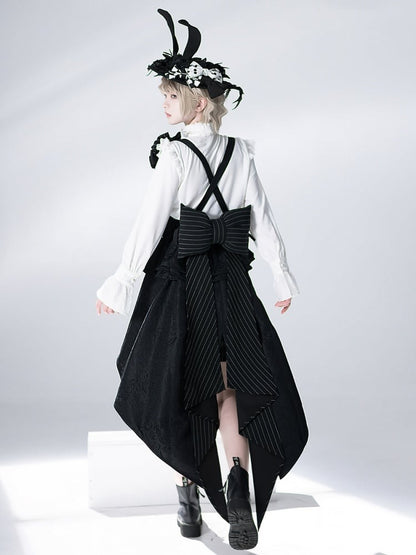 Bunny Theater Black Bowknot Striped Train