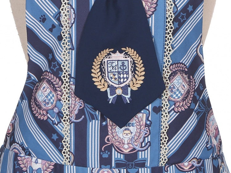 Dog's Detail Bowknot Pattern Dress Overall Badge Glory Dog