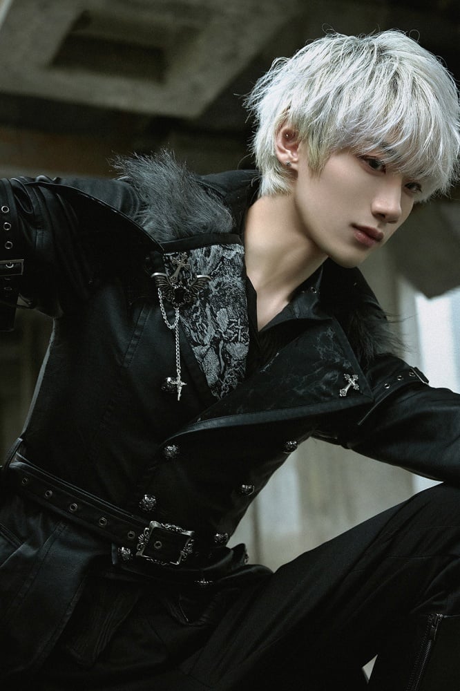 ドラゴンズブレス ブラックフェイクファーカラー PUレザートレンチコート