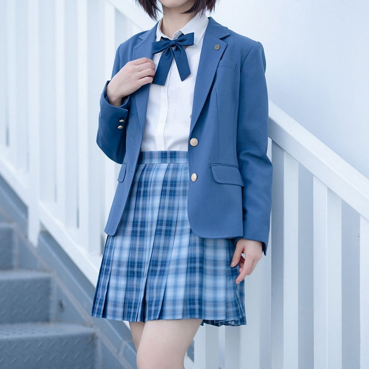 Length 45CM Jing Pattern Blue Plaid Yu Skirt