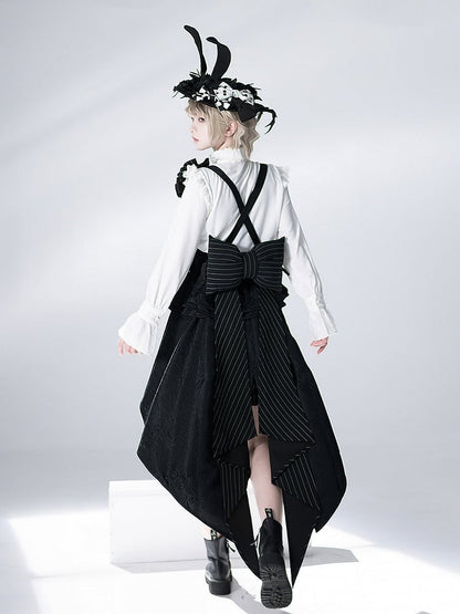 Träger Jacquard Bunny mit Korsett Schwarz Schleppe Bowknot Theater