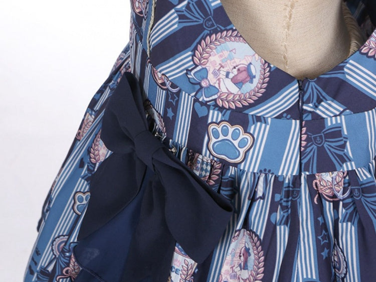 Dog's Detail Bowknot Pattern Dress Overall Badge Glory Dog