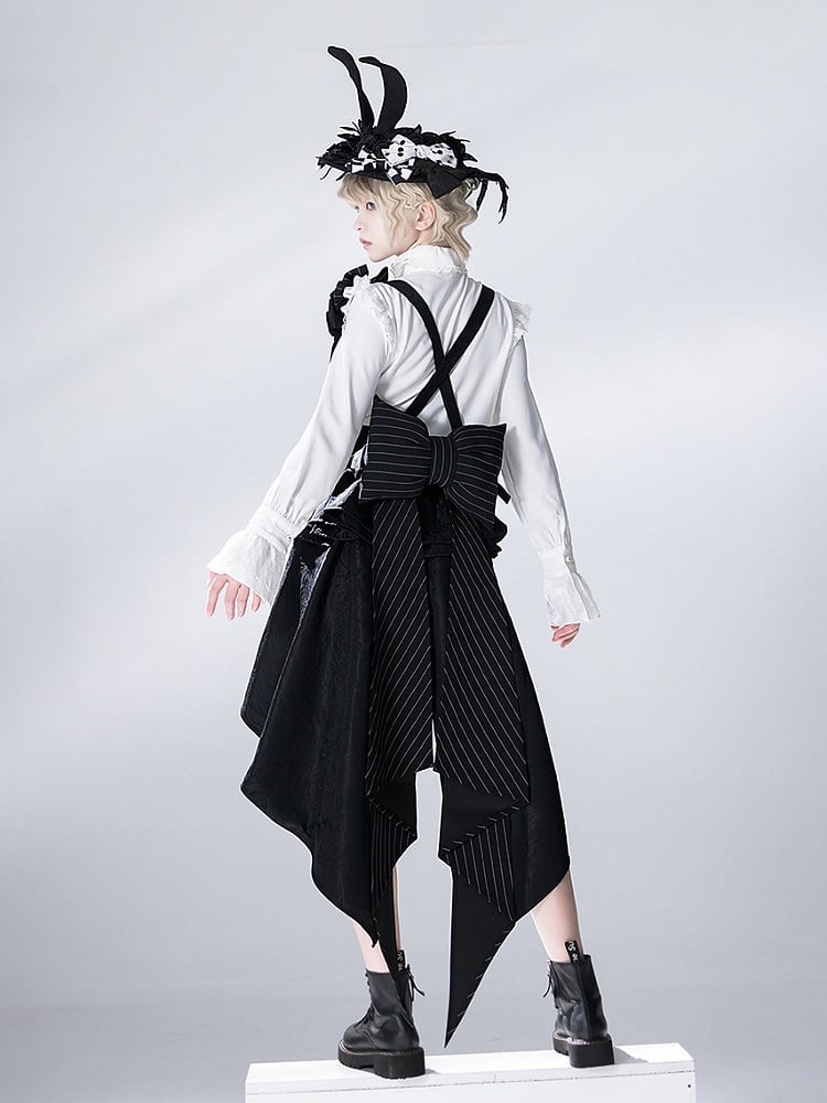Straps Jacquard Bunny with Corset Black Train Bowknot Theater