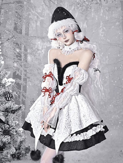 Gothic Christmas Plüsch Sweetheart Bouffant Kleid Set