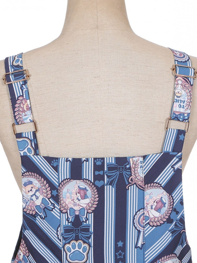 Dog's Detail Bowknot Pattern Dress Overall Badge Glory Dog